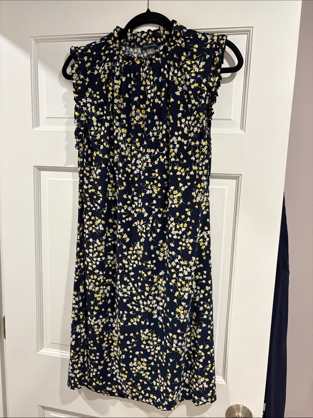 Tommy Hilfiger Navy Floral Mini Dress with Yellow and White Accents